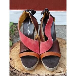 NWOB Betty Muller High Wedge Heel Leather Shoes Md In Spain Boho EU 36 US 6